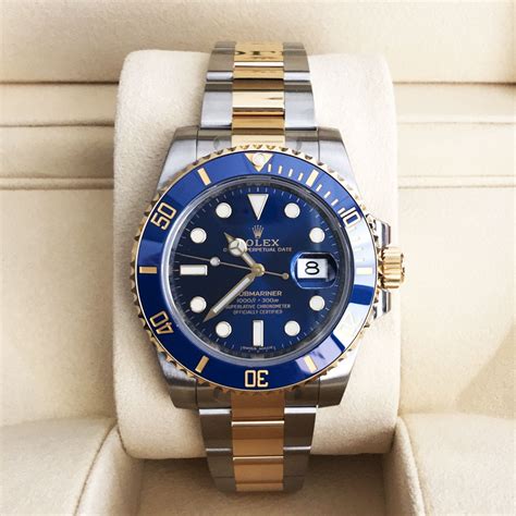 rolex submariner blue dial gold and steel watch 116613|Rolex 116613lb for sale.